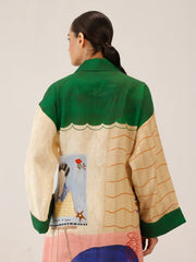 Loft Printed Tie-Up Linen Dress - Cord