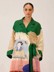 Loft Printed Tie-Up Linen Dress - Cord