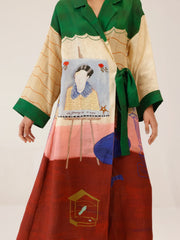 Loft Printed Tie-Up Linen Dress - Cord