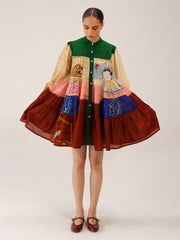 Loft Printed Tier Midi Dress - Cord