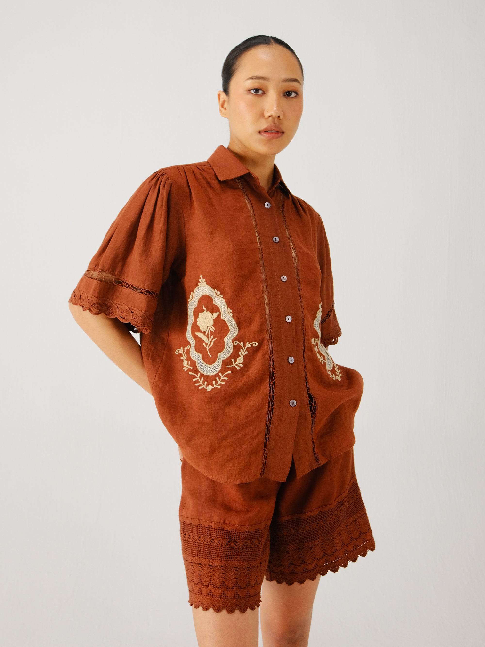 19th Victorian Red Work Layover Sham 朝 Victorian set