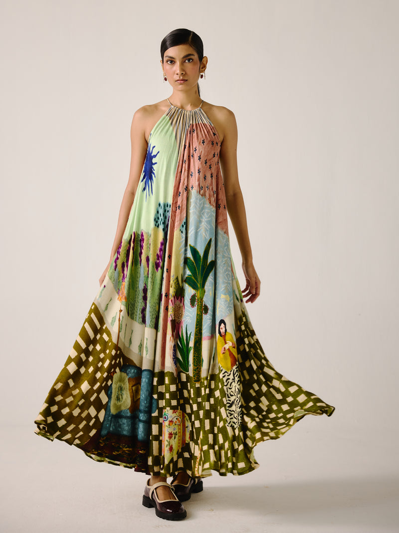 knee length dresses for ladies Metallic Cord Detailed Organza Long Dress with Fringes John Paul Ataker