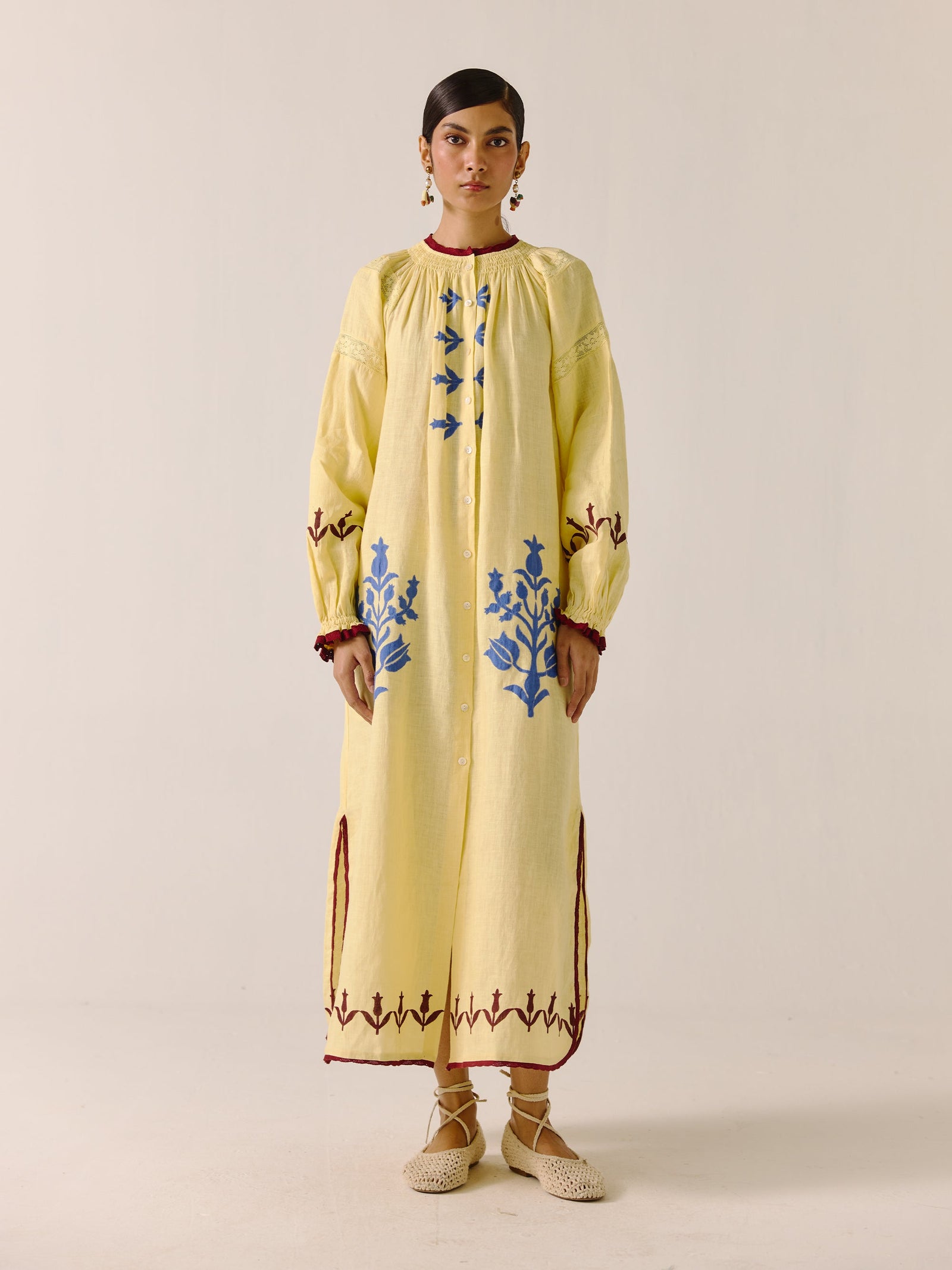Bird Applique Print Chloe Linen Dress for Women
