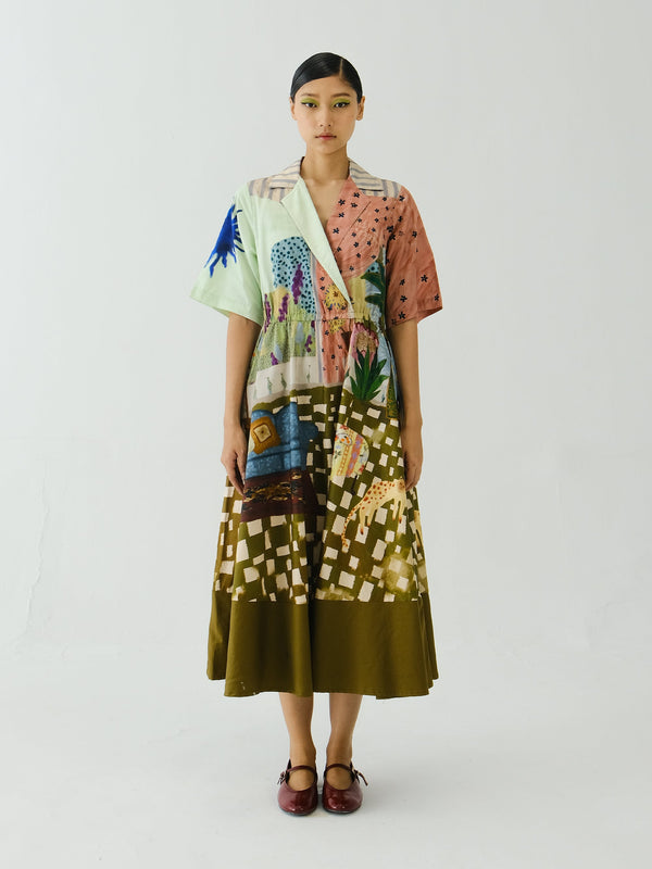 Print Blocked Dress