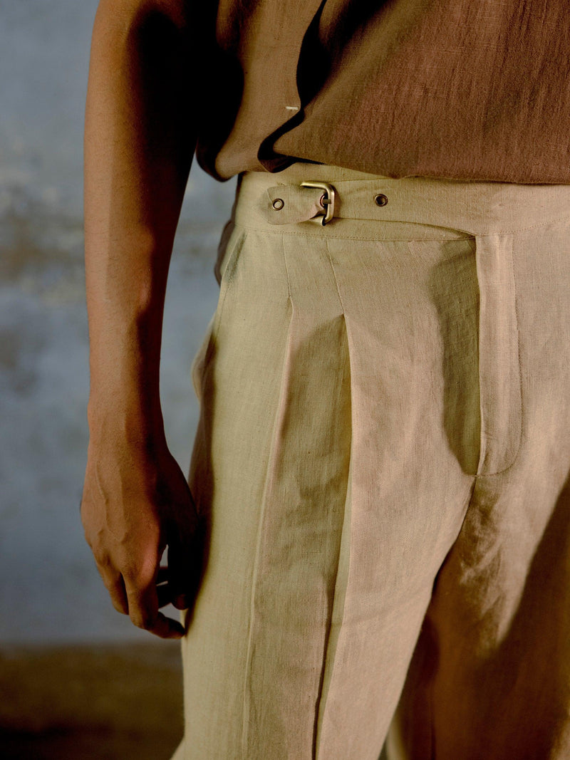 Linen Buckled Pants - CordStudio