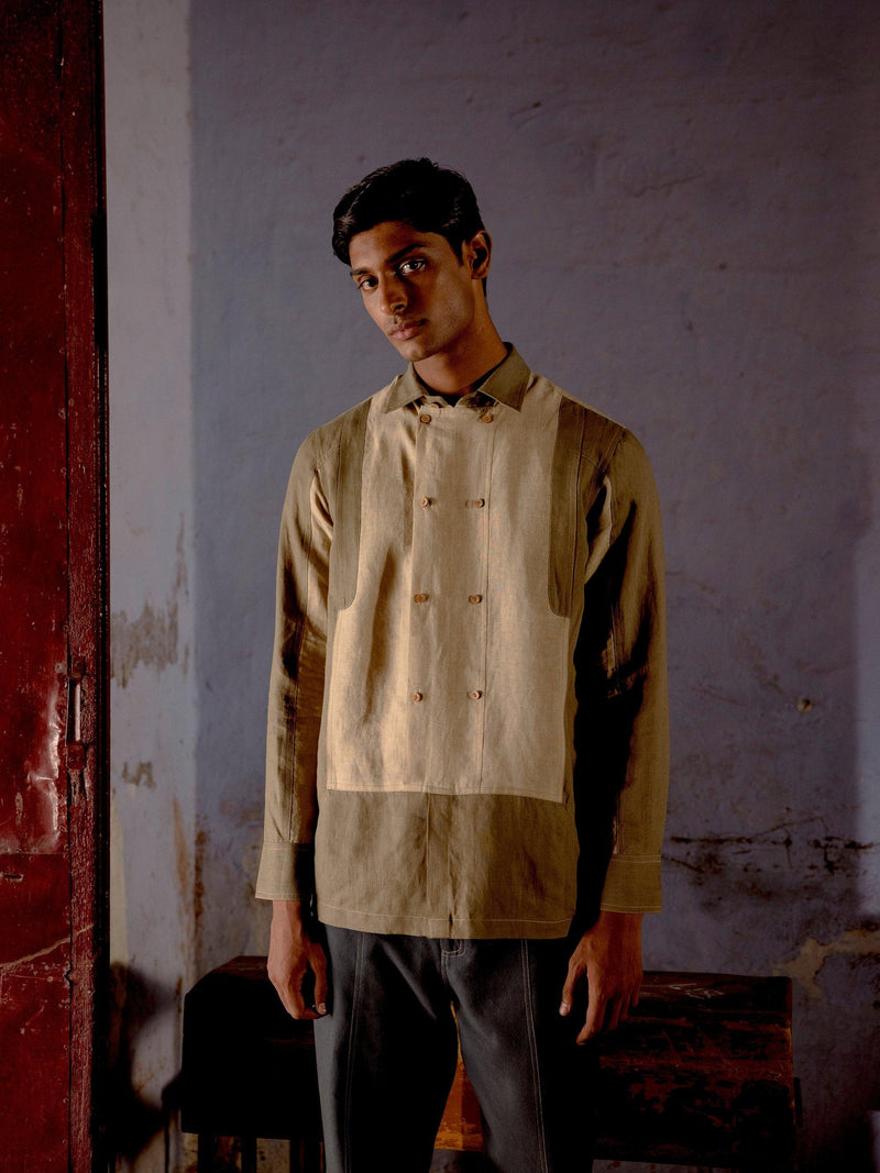 Linen Panelled Shirt - CordStudio