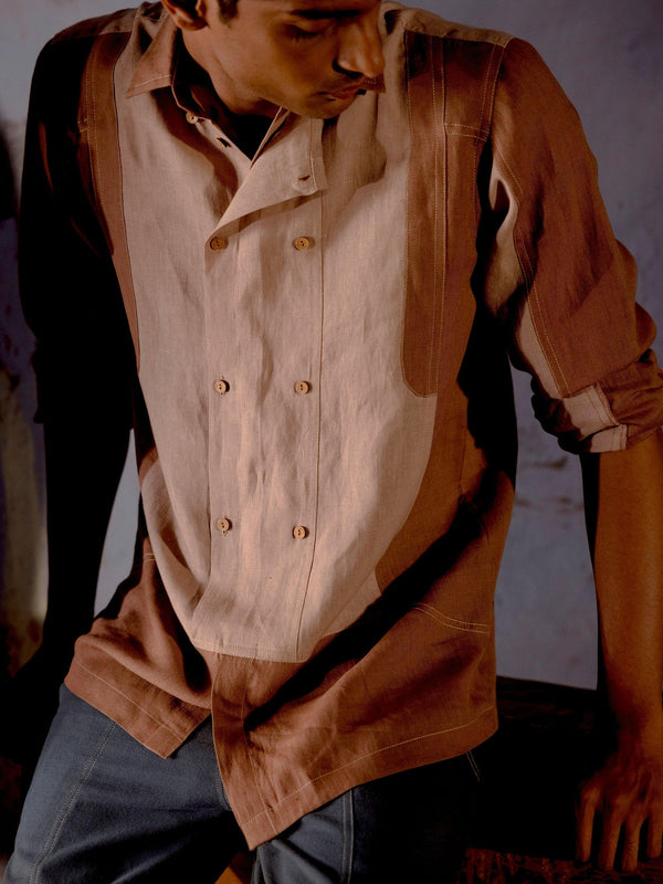 Linen Panelled Shirt - CordStudio